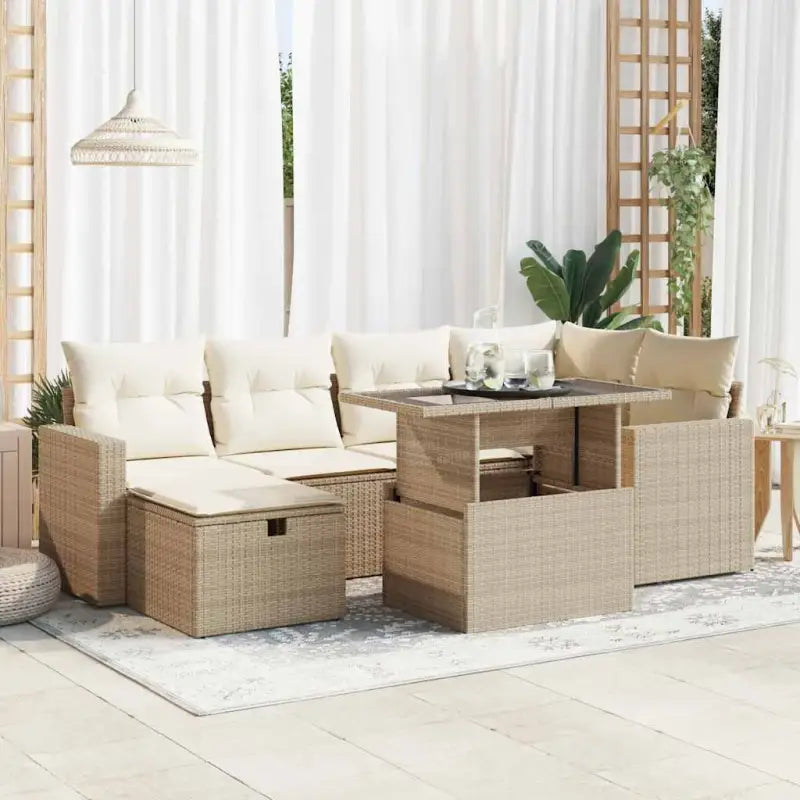 Loungeset van zwart gepoedercoat staal voor buiten optimaal comfort - beige en crèmekleurig / met opbergruimte