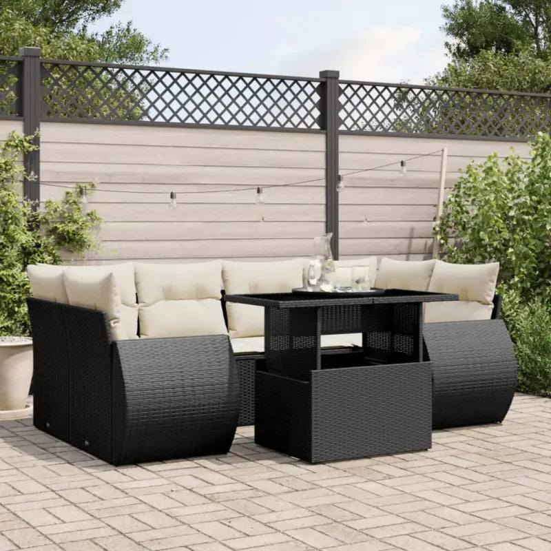 Loungeset van zwart materiaal en gepoedercoat staal voor buiten - Tuinsets