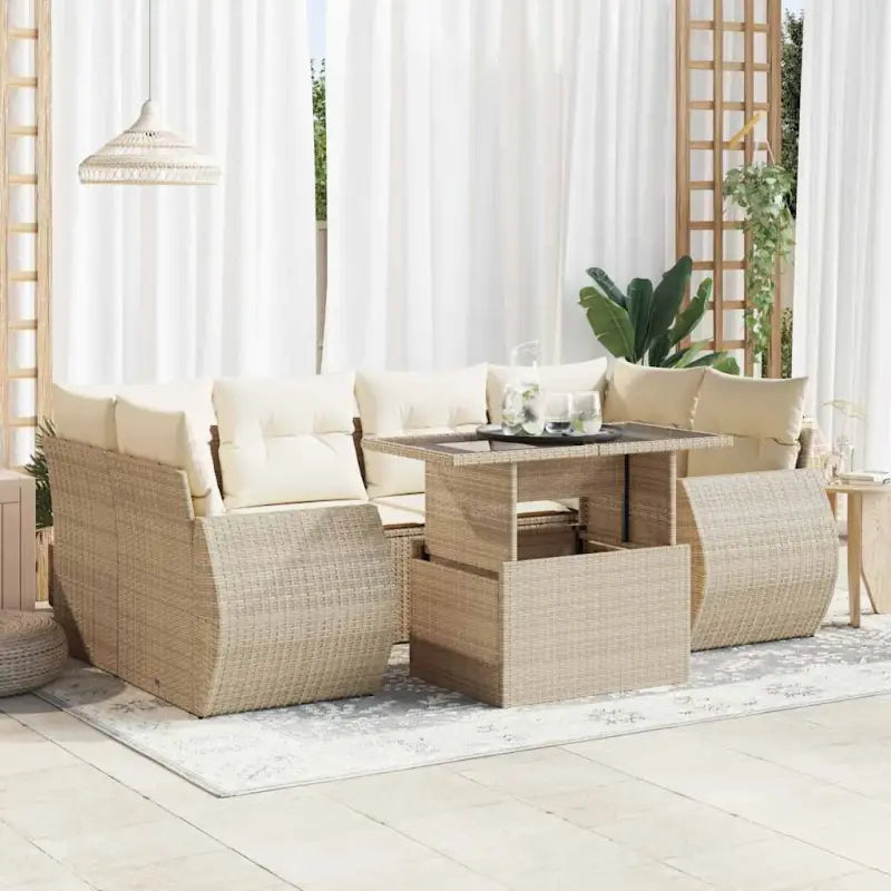 Loungeset van zwart materiaal en gepoedercoat staal voor buiten - beige en crèmekleurig / met opbergruimte - Tuinsets