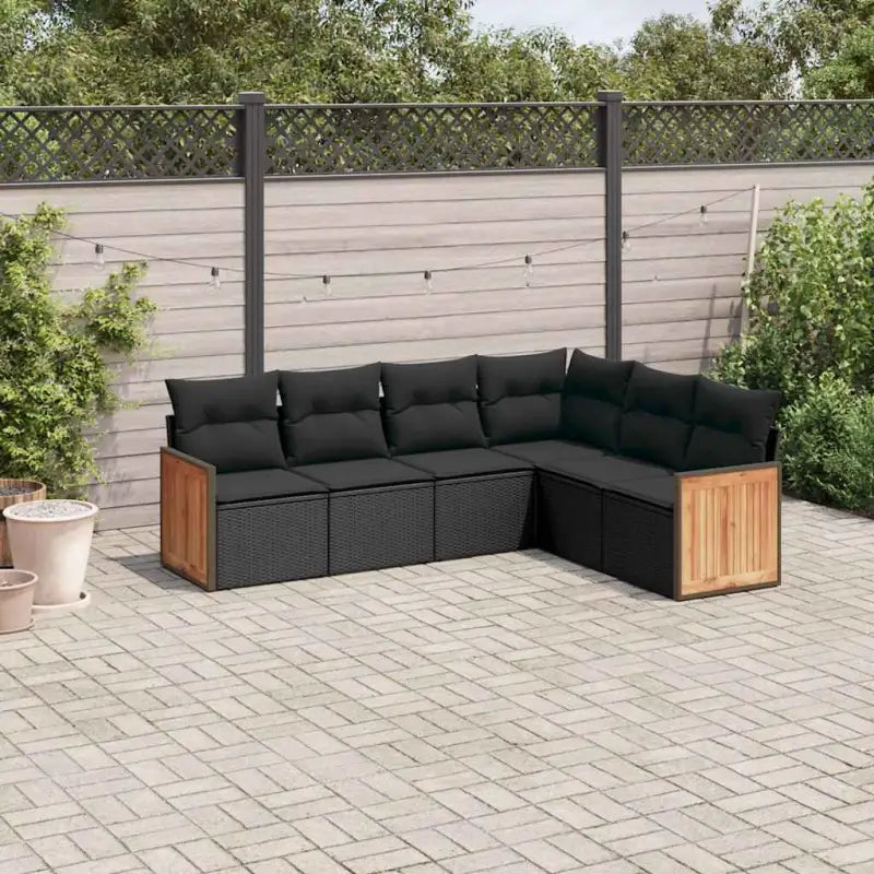 Loungeset voor buiten met beige materiaal en gepoedercoat staal - Zwart / Zonder tafel - Tuinsets