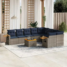 Loungeset voor tuin met grijs materiaal en gepoedercoat staal - grijs en marineblauw / Met tafel - Tuinsets