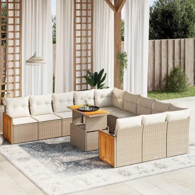 Loungeset voor tuin met grijs materiaal en gepoedercoat staal - beige en crèmekleurig - Tuinsets