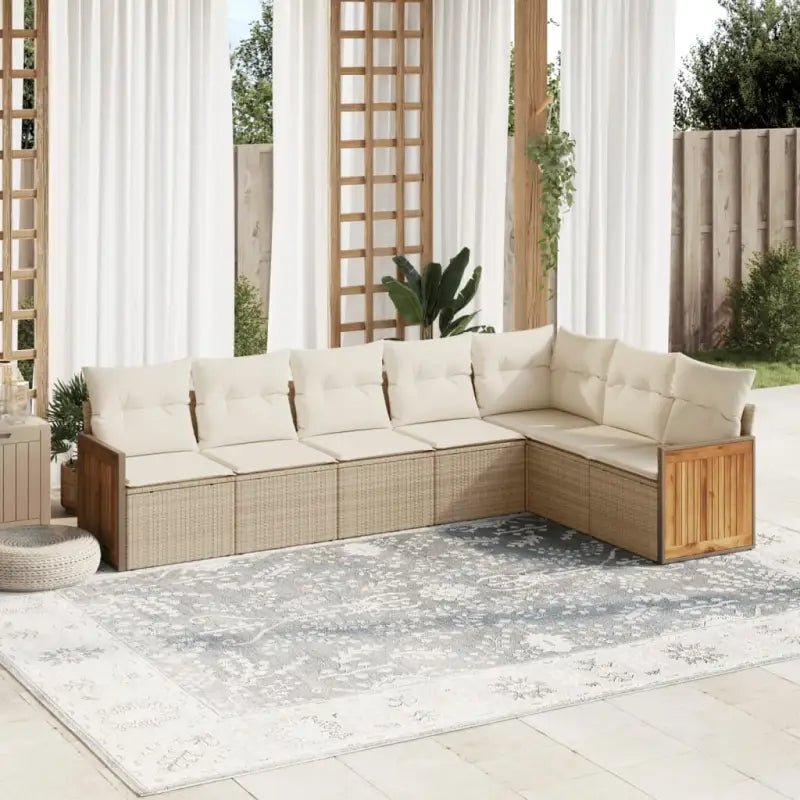 Loungeset voor tuin met grijs materiaal en gepoedercoat staal - beige en crèmekleurig / Zonder tafel - Tuinsets