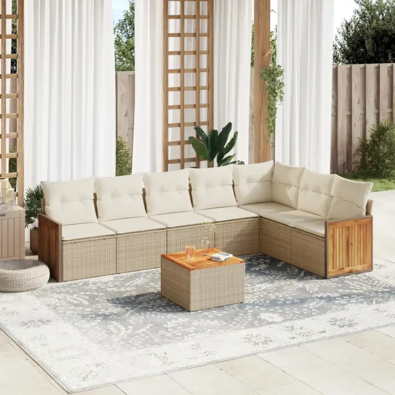 Loungeset voor tuin met grijs materiaal en gepoedercoat staal - beige en crèmekleurig / Met tafel - Tuinsets