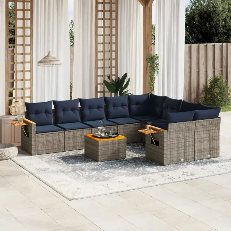 Loungeset voor tuin met grijs materiaal en gepoedercoat staal - Tuinsets