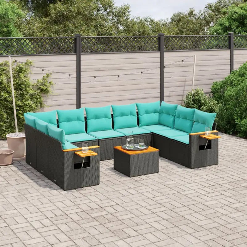 Loungeset voor tuin met grijs materiaal en gepoedercoat staal - Zwart / Met tafel - Tuinsets