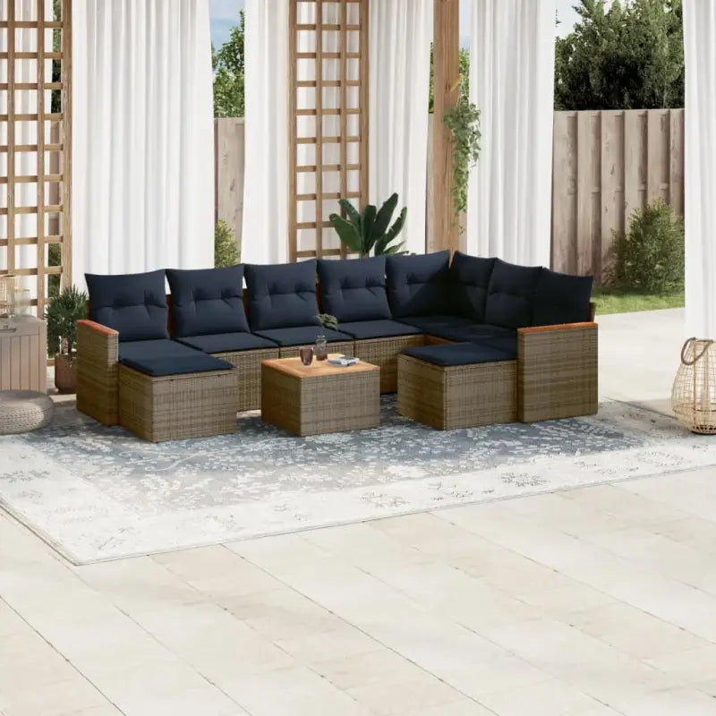 Loungeset voor tuin met grijs materiaal en waterdichte tas - grijs en marineblauw / Met tafel - Tuinsets