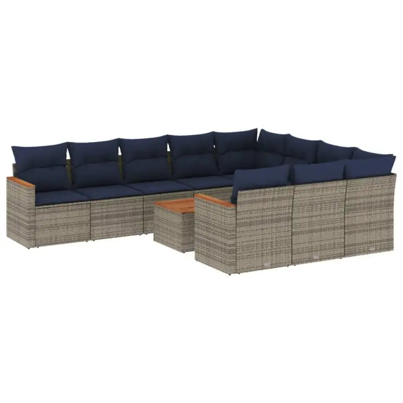 Loungeset voor tuin met grijs materiaal en waterdichte tas - Grijs en blauw / Met tafel - Tuinsets