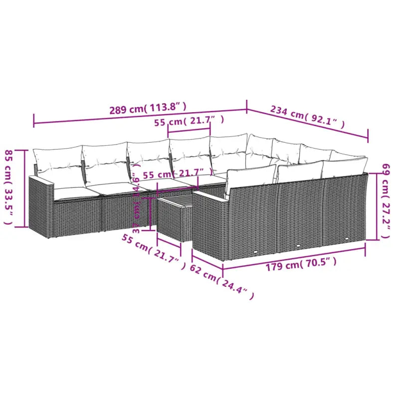 Loungeset voor tuin met grijs materiaal en waterdichte tas - Grijs en blauw / Met tafel - Tuinsets