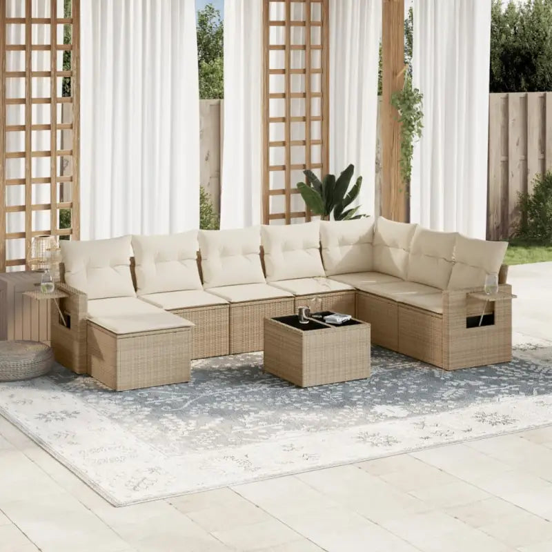 Loungeset voor tuin met waterdichte tas en gepoedercoat staal - beige en crèmekleurig / Met tafel - Tuinsets