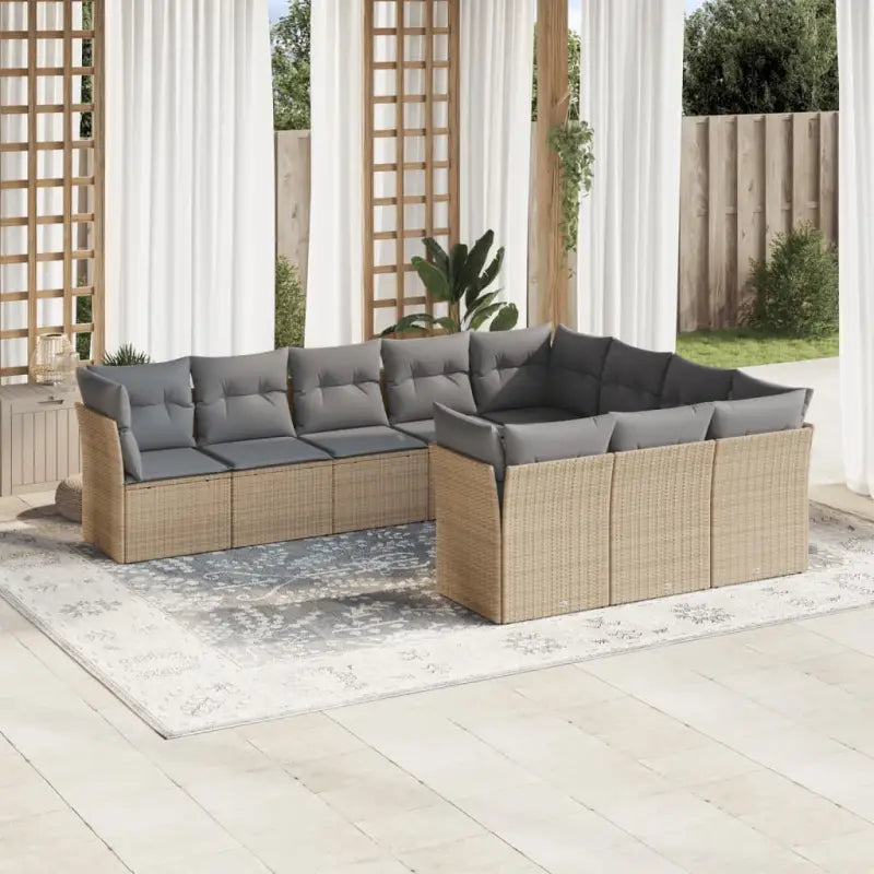 Loungeset voor tuin met zwart materiaal en gepoedercoat staal - Beige en grijs / Zonder tafel - Tuinsets