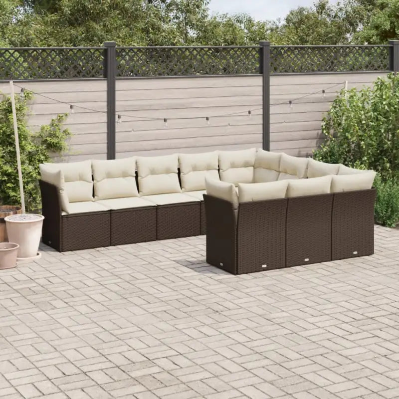 Loungeset voor tuin met zwart materiaal en gepoedercoat staal - Bruin en crème / Zonder tafel - Tuinsets