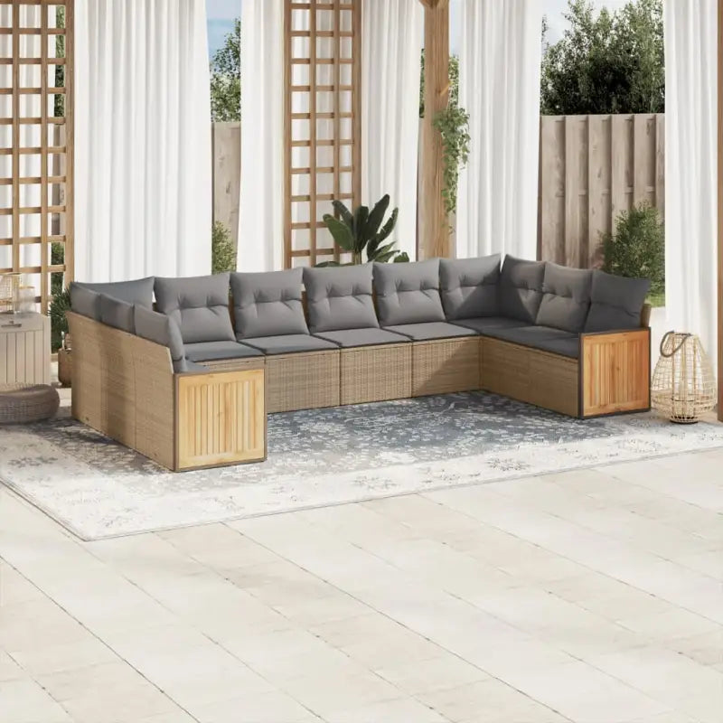 Loungeset voor tuin met zwart materiaal en waterdichte zak - Beige en grijs / Zonder tafel - Tuinsets