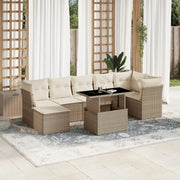 Loungeset voor tuin of terras met beige materiaal en gepoedercoat staal - Tuinsets