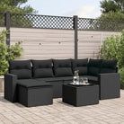 Loungeset voor tuin of terras met beige materiaal en gepoedercoat staal - Zwart / Met tafel - Tuinsets