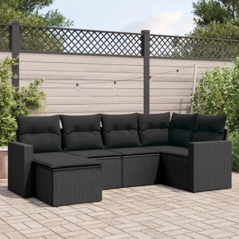 Loungeset voor tuin of terras met beige materiaal en gepoedercoat staal - Zwart / Zonder tafel - Tuinsets