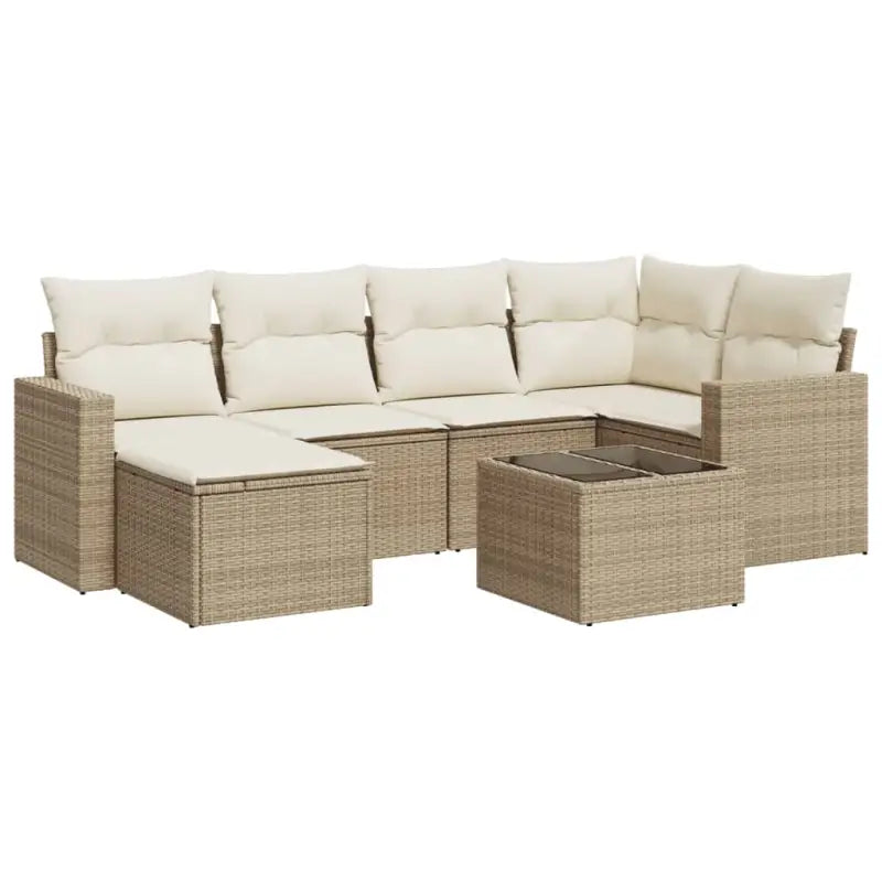 Loungeset voor tuin of terras met beige materiaal en gepoedercoat staal - Tuinsets