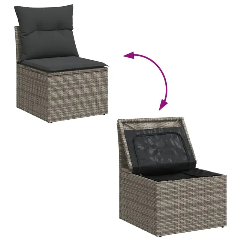 Loungeset voor tuin of terras met grijs materiaal en gepoedercoat staal - Tuinsets