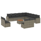 Loungeset voor tuin of terras met grijs materiaal en gepoedercoat staal - Tuinsets