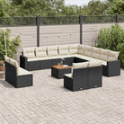 Loungeset voor tuin of terras met grijs materiaal en gepoedercoat staal - Zwart en crème - Tuinsets