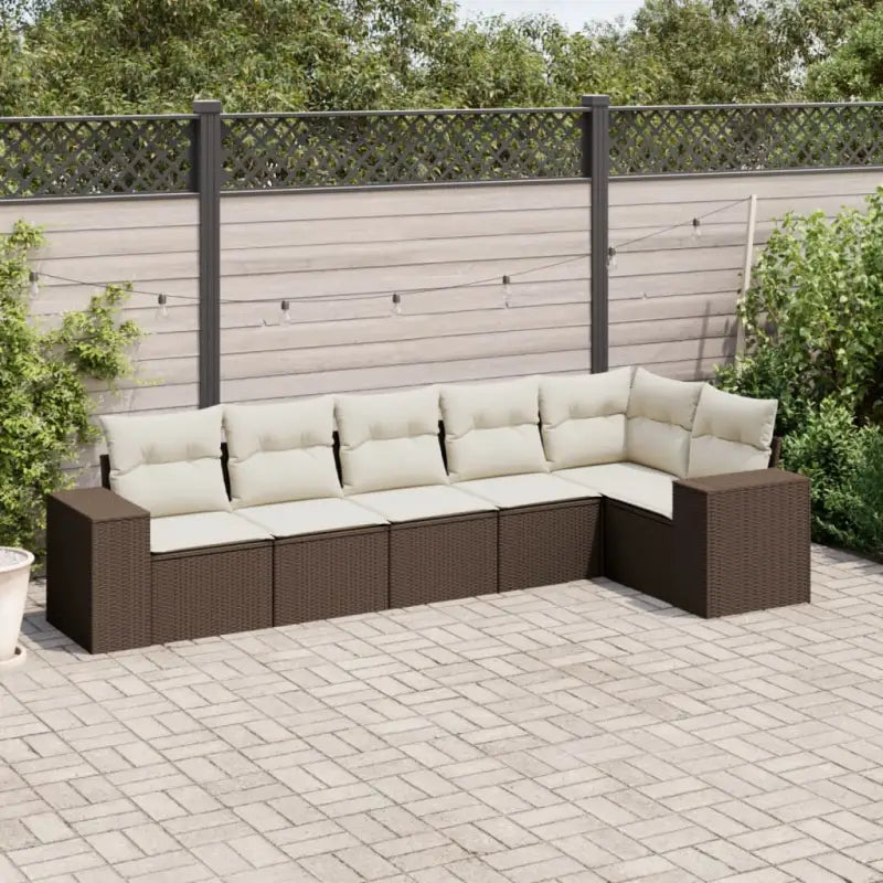 Loungeset voor tuin of terras met waterdichte tas en beige materiaal - Bruin en crème / Zonder tafel - Tuinsets