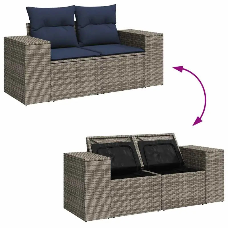 Loungeset voor tuin of terras met waterdichte tas en grijs materiaal - Grijs / met opbergruimte - Tuinsets