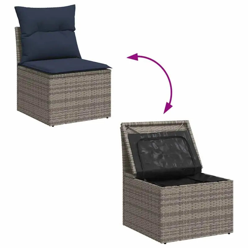 Loungeset voor tuin of terras met waterdichte tas en grijs materiaal - Grijs / met opbergruimte - Tuinsets