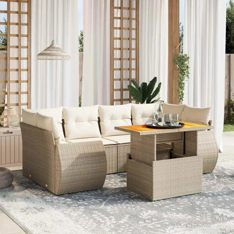 Loungeset voor tuin van grijs materiaal en gepoedercoat staal - beige en crèmekleurig / zonder opbergruimte - Tuinsets