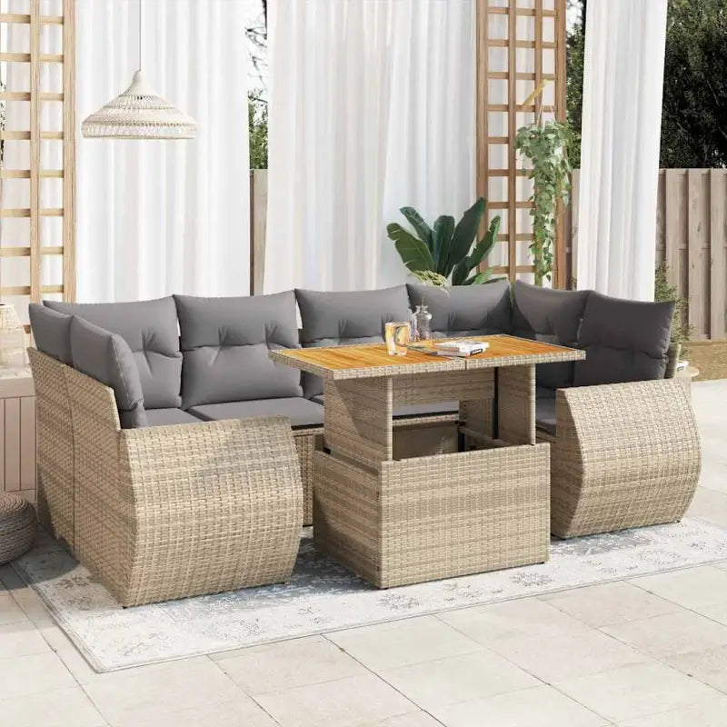 Loungeset voor tuin van grijs materiaal en gepoedercoat staal - Beige en grijs / met opbergruimte - Tuinsets