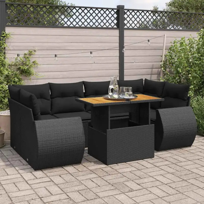 Loungeset voor tuin van grijs materiaal en gepoedercoat staal - Zwart / met opbergruimte - Tuinsets