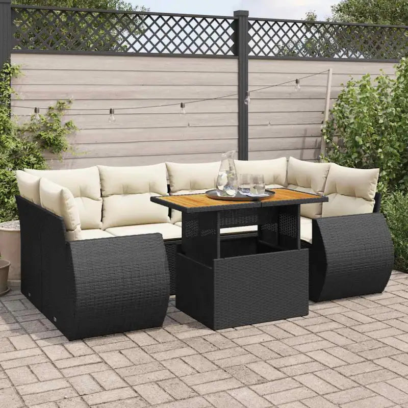 Loungeset voor tuin van grijs materiaal en gepoedercoat staal - Zwart en crème / met opbergruimte - Tuinsets