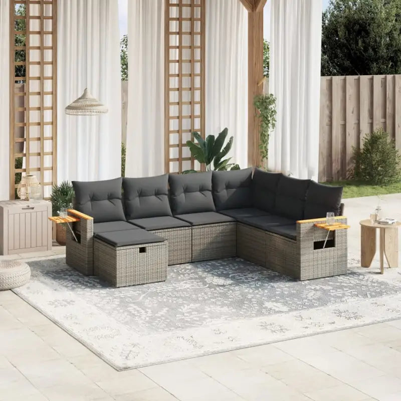 Loungest set met gepoedercoat staal zwart materiaal en afmetingen - Grijs / Zonder tafel - Tuinsets