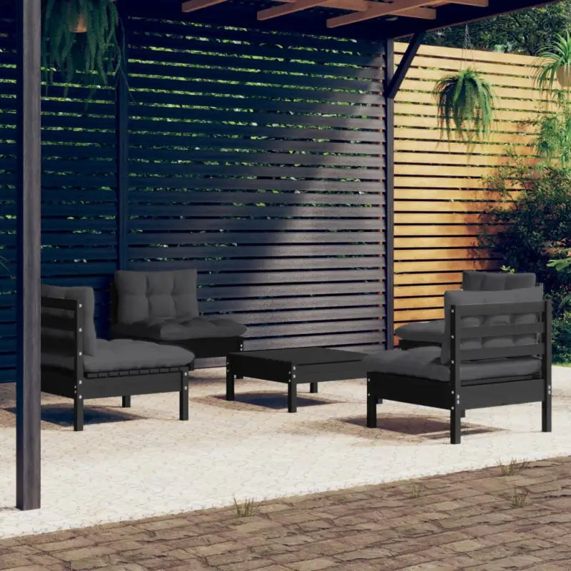 Loungetafel en banken van massief grenenhout met voetenbank - Tuinsets