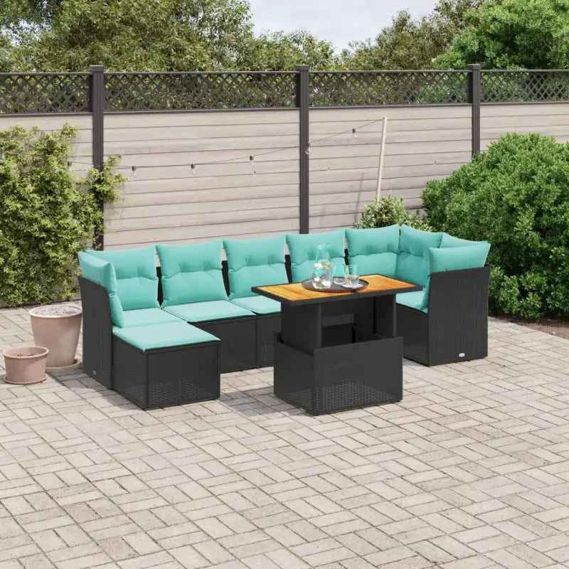 Loungetekstafel set in zwart materiaal en gepoedercoat staal afmetingen - Zwart / Tafel + 3x hoek + 3x midden - Tuinsets