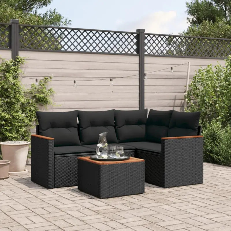 Loungetoestel voor tuin van gepoedercoat staal met ruime afmetingen - Zwart / Met tafel - Tuinsets