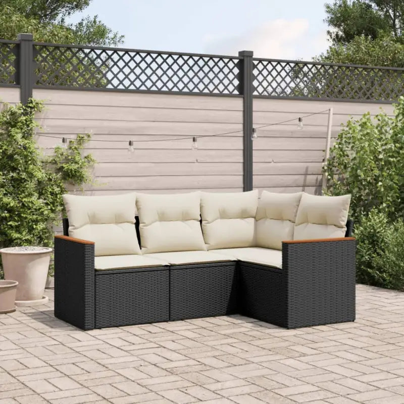 Loungetoestel voor tuin van gepoedercoat staal met ruime afmetingen - Zwart en crème / Zonder tafel - Tuinsets