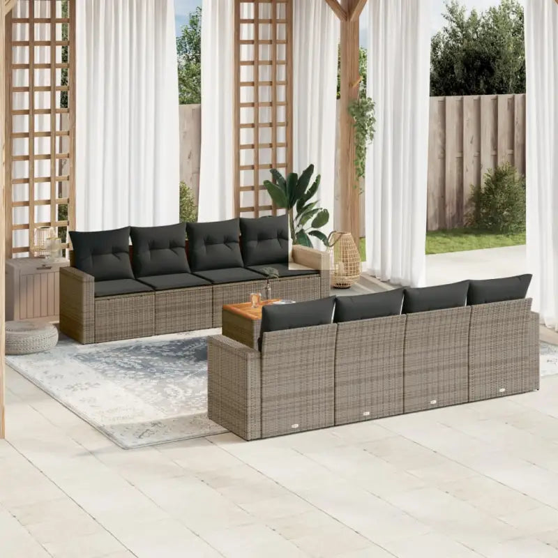 Loungetuigset met poly rattan en gepoedercoat staal voor buitenplezier - Grijs - Tuinsets