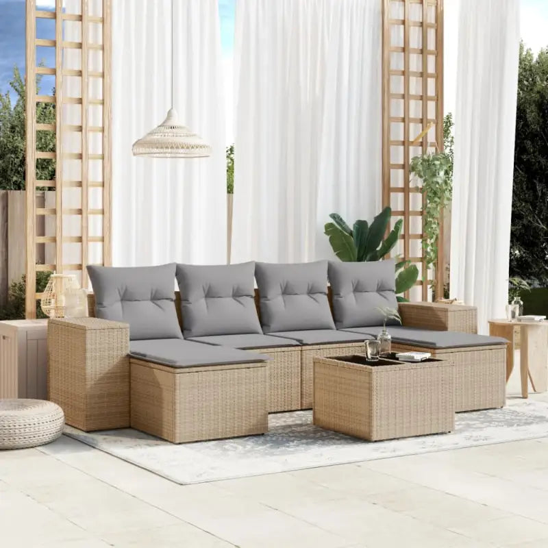 Loungetuigset van beige materiaal en gepoedercoat staal met perfecte afmetingen - Tuinsets