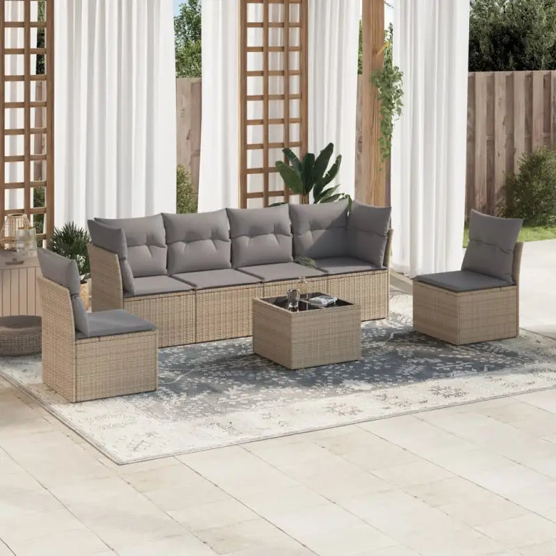 Loungetuinset in beige materiaal met gepoedercoat staal en waterdichte tas - Tuinsets