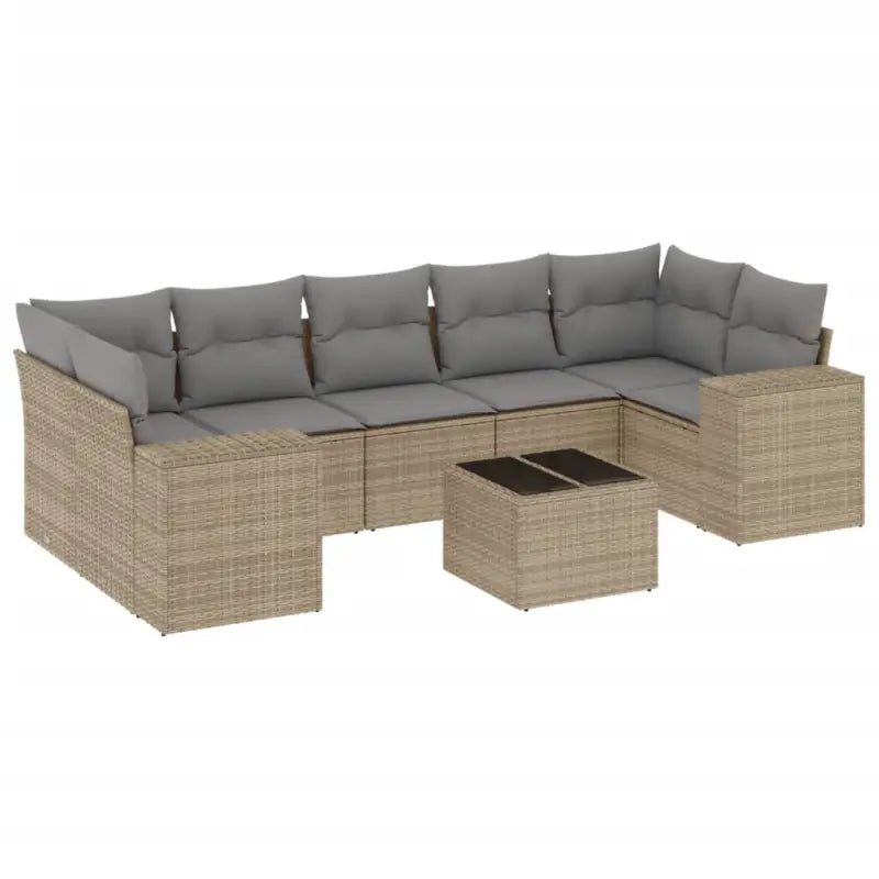 Loungetuinset in beige materiaal met gepoedercoat staal en afmetingen - Tuinsets