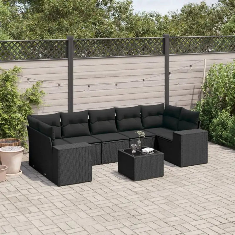 Loungetuinset in beige materiaal met gepoedercoat staal en afmetingen - Zwart - Tuinsets
