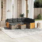Loungetuinset in gemengd beige met gepoedercoat staal en afmetingen - Grijs / Met tafel - Tuinsets