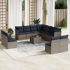 Loungetuinset in grijs materiaal met gepoedercoat staal en waterdichte tas - Grijs en blauw / Met tafel - Tuinsets