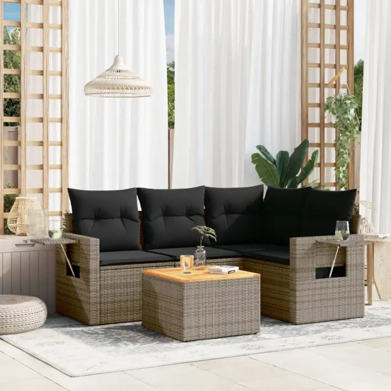 Loungetuinset in grijs materiaal met waterdichte tas en gepoedercoat staal - Tuinsets