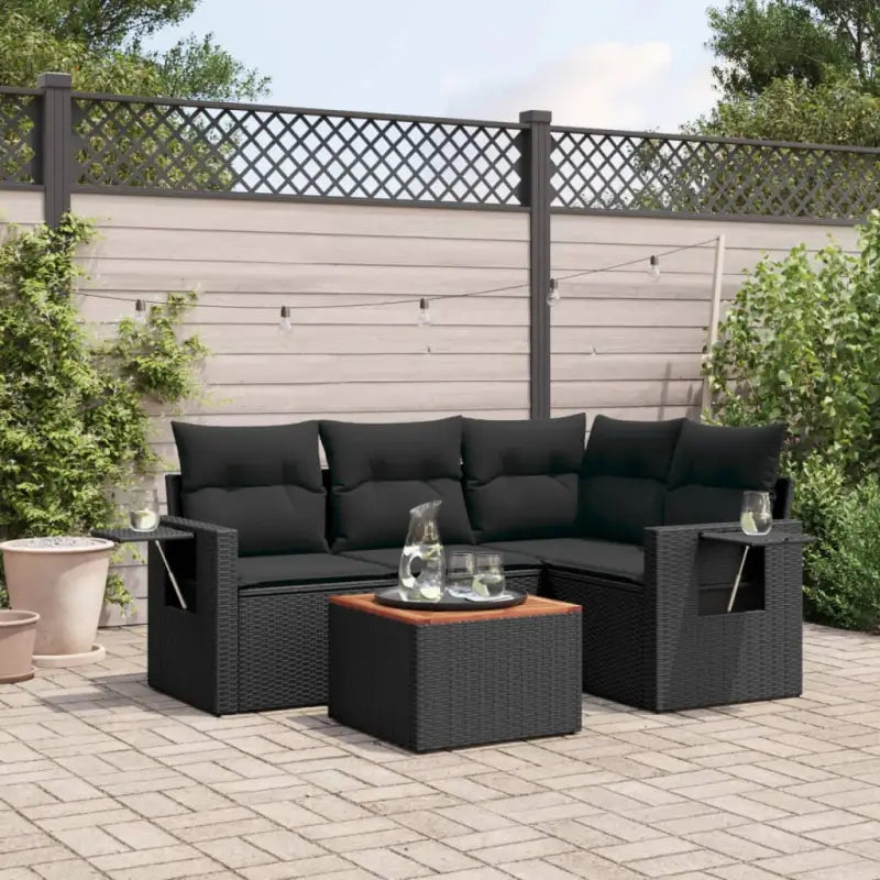 Loungetuinset in grijs materiaal met waterdichte tas en gepoedercoat staal - Zwart - Tuinsets