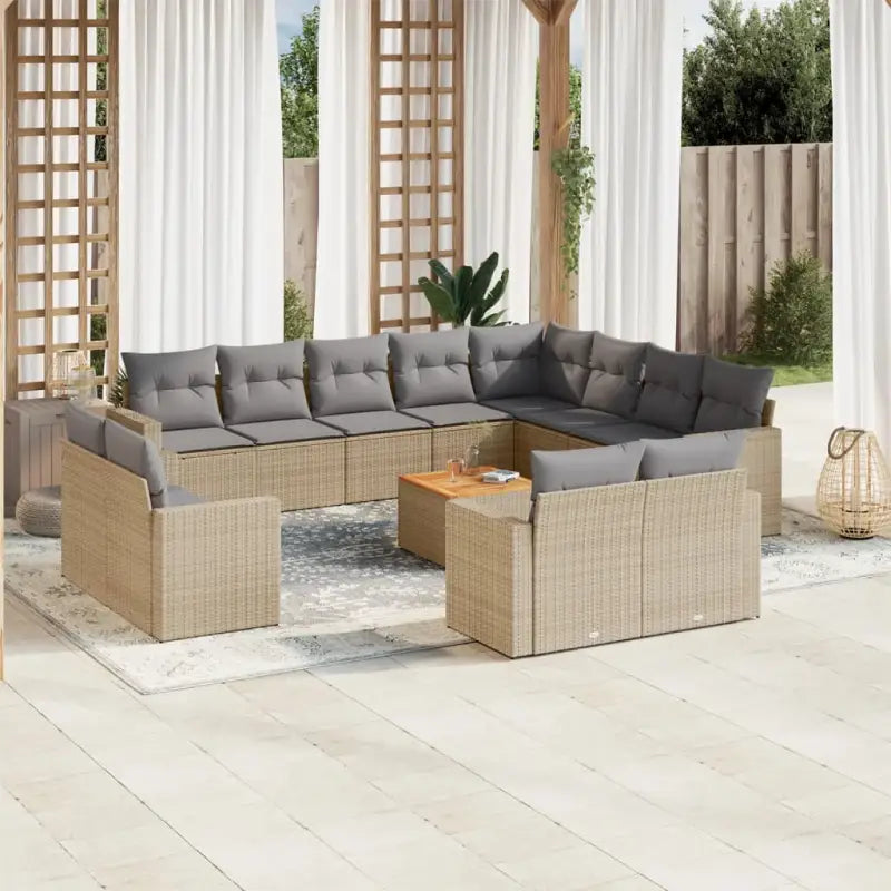 Loungetuinset in zwart materiaal met gepoedercoat staal afmetingen - Beige en grijs - Tuinsets