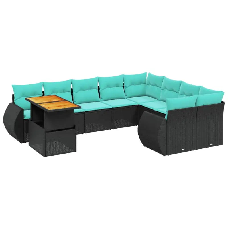 Loungetuinset in zwart materiaal met gepoedercoat staal en afmetingen - Tuinsets