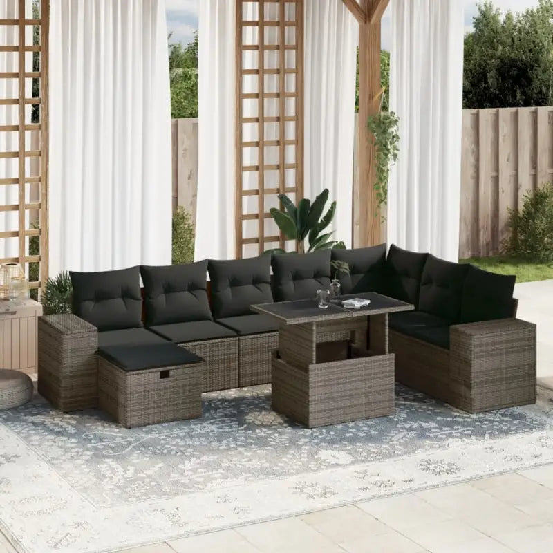 Loungetuinset met beige materiaal en gepoedercoat staal afmetingen - Grijs / zonder opbergruimte - Tuinsets
