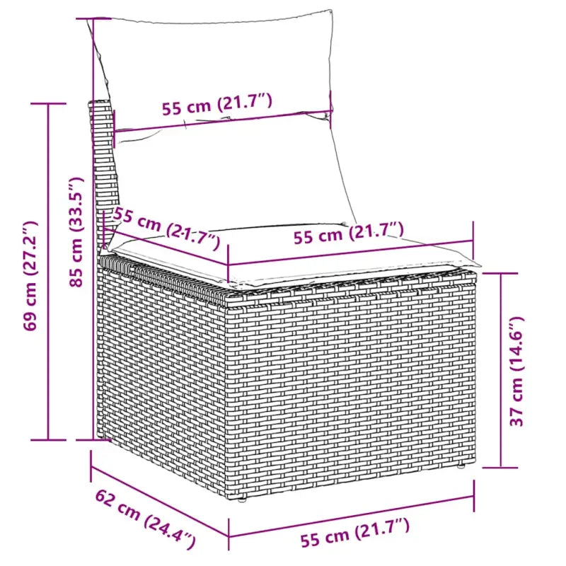 Loungetuinset met beige materiaal en gepoedercoat staal afmetingen - Tuinsets