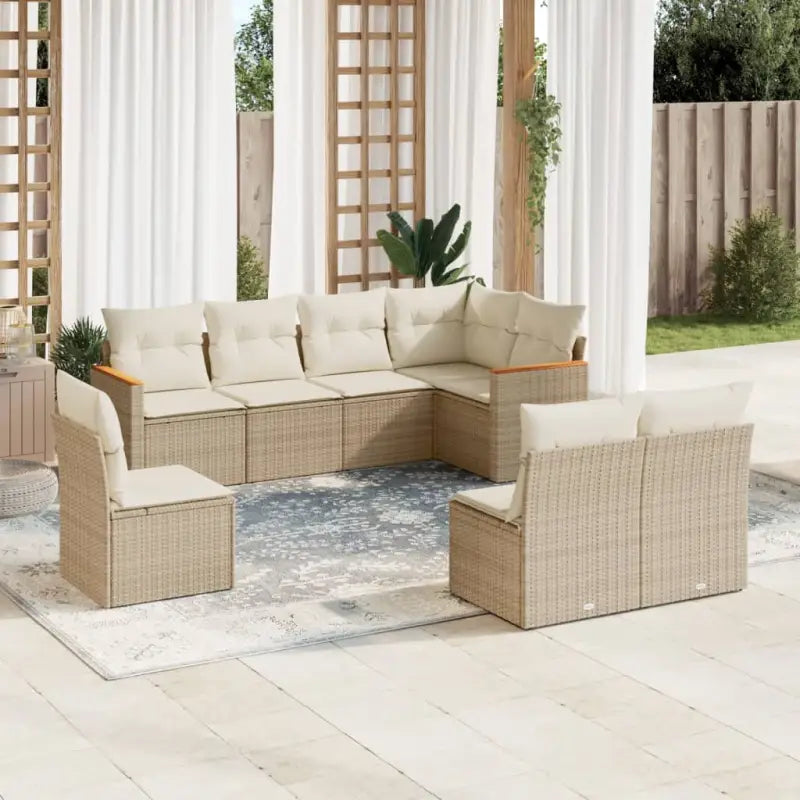 Loungetuinset met beige materiaal en gepoedercoat staal - beige en crèmekleurig / Zonder tafel - Tuinsets